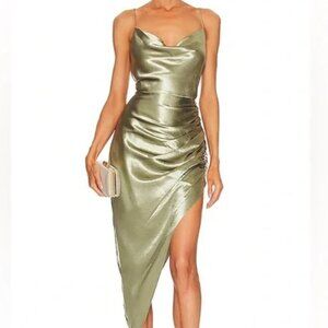 NWT Aiifos Martha Dress in Metallic Gunmetal Size M